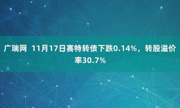 广瑞网  11月17日赛特转债下跌0.14%，转股溢价率30.7%